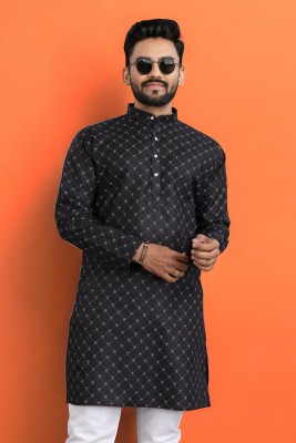 KESHAV Men Solid Straight Kurta(Black)