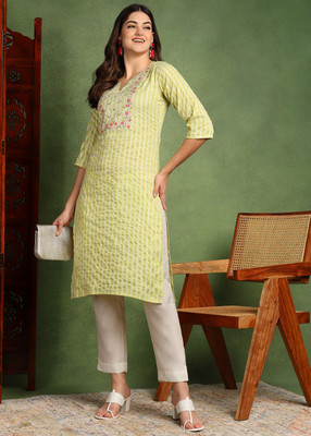 Moda Rapido Women Striped Anarkali Kurta(Multicolor)