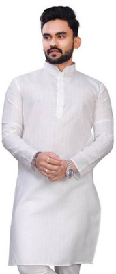 VRAJVILLA ENTERPRISE Men Solid Straight Kurta(White)