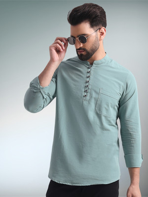 ENSPYR Men Solid Ethnic Dress Kurta(Green)