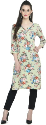 Saha Fashion Women Floral Print A-line Kurta(Light Green)