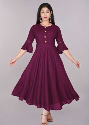 Kanika trader Women Solid Anarkali Kurta(Maroon)