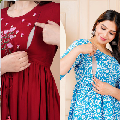 RANGRAIL Women Printed Anarkali Kurta(Red)