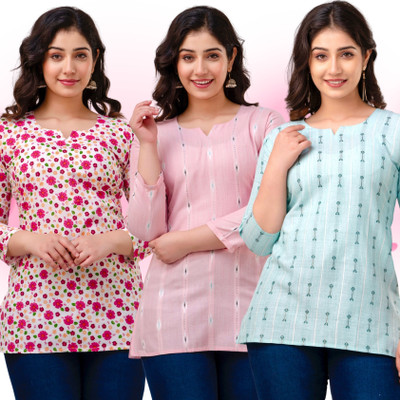 VROEGER Women Printed Straight Kurta(Multicolor)