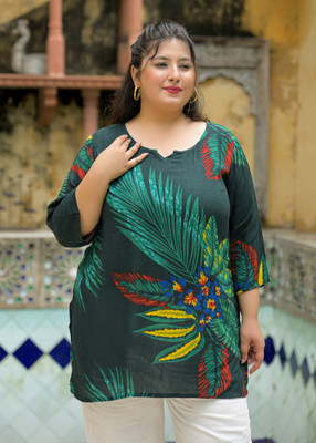 RopaDeModa Women Printed Straight Kurta(Green)