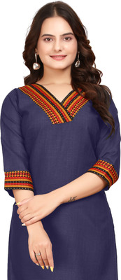 dhanshree tex Women Self Design A-line Kurta(Light Blue)