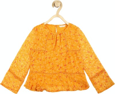 PETER ENGLAND Girls Casual Polyester Top(Yellow, Pack of 1)