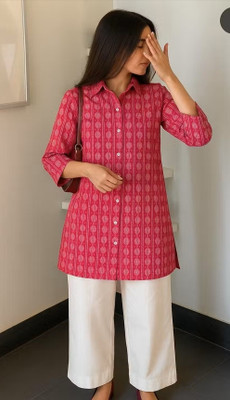 Aayra collection Women Printed A-line Kurta(Pink)