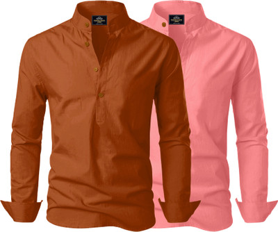 Kavyangle Creation Men Solid Straight Kurta(Brown, Multicolor)