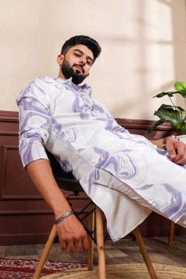 Koshin Men Printed Straight Kurta(Purple)