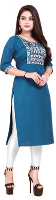 Jayshree Fab Women Embroidered Straight Kurta(Blue)