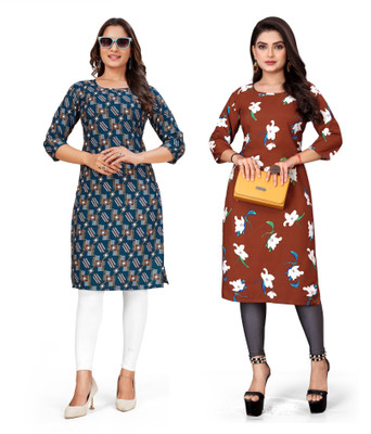 SUMITA SAREE Women Printed Straight Kurta(Multicolor)