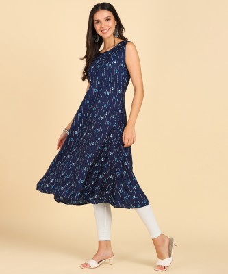 DSK STUDIO Women Printed A-line Kurta(Blue)