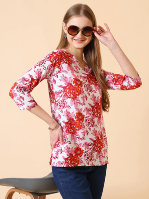 SARANSHI ENTERPRISES Women Printed A-line Kurta(Red)