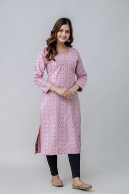 PRISCA Women Printed Straight Kurta(Green)
