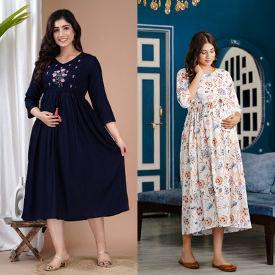 simran Women Printed, Embroidered Flared Kurta(Multicolor)