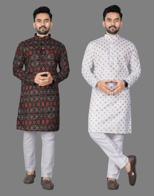 DHASU TRENDZ Men Printed Straight Kurta(Multicolor)