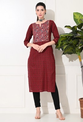 siya silk studio Women Self Design A-line Kurta(Maroon)