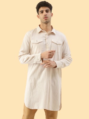 Whiteheart Men Solid Pathani Kurta(Beige)