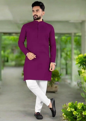 Rashmi Genz Men Printed Straight Kurta(Purple)