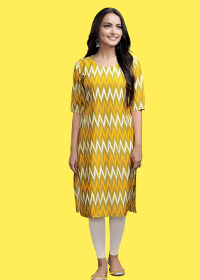Maheshvi Women Printed A-line Kurta(Yellow)