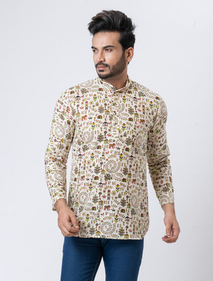 Rainbow Cloths Men Printed Straight Kurta(Multicolor)