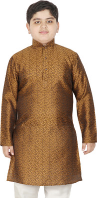 SG YUVRAJ Boys Self Design Straight Kurta(Brown)