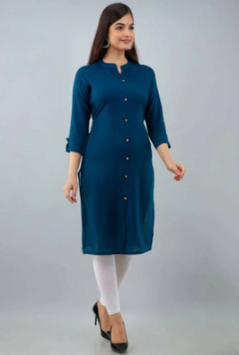 Alastar Women Printed A-line Kurta(Blue)