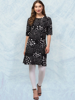 E&A Enterprises Women Printed Straight Kurta(Black)