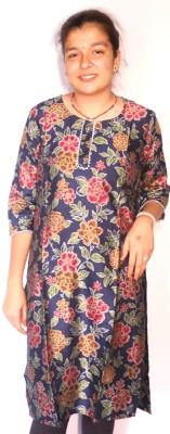 Kunj Creation Women Printed Straight Kurta(Blue)