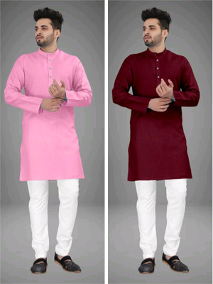 GRATITUDE ROCK Men Solid Straight Kurta(Multicolor)
