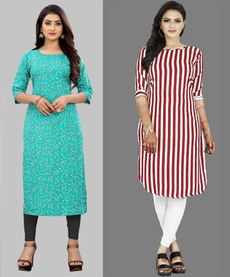 tanvi creation Women Striped Straight Kurta(Blue, Red)
