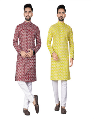 DHASU TRENDZ Men Printed Straight Kurta(Multicolor)