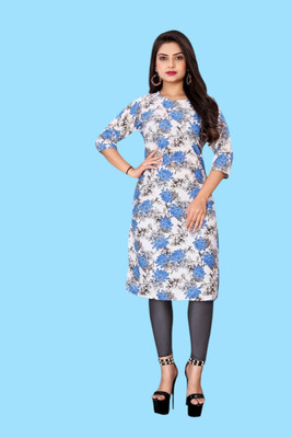 Tulsii Fab Women Printed Anarkali Kurta(Blue, Multicolor)