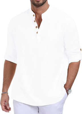 HOC's Men Solid Straight Kurta(White)