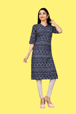 Tulsii Fab Women Printed Anarkali Kurta(Dark Blue)