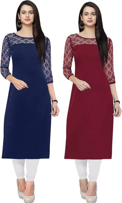 Dream Beauty Fashion Women Self Design A-line Kurta(Light Blue)