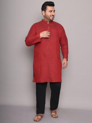 ED PLUS Men Solid Straight Kurta(Red)