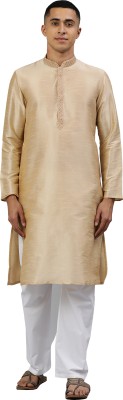 Manthan Men Self Design Straight Kurta(Beige)