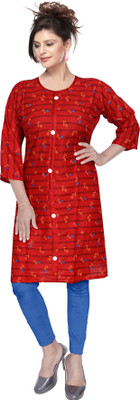 R CLOTHING STORE Women Abstract A-line Kurta(Red)