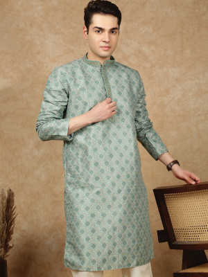Sanwara Men Printed Ethnic Dress Kurta(Green)