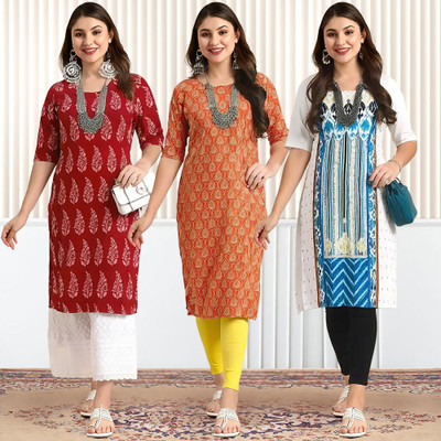 1 Stop Fashion Women Printed A-line Kurta(Multicolor)