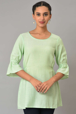 Aurelia Women Solid A-line Kurta(Green)