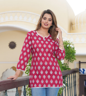 MK ART WITH DEVICE Women Printed A-line Kurta(Maroon)