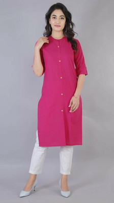 Narrow Fashion Women Solid Straight Kurta(Pink)