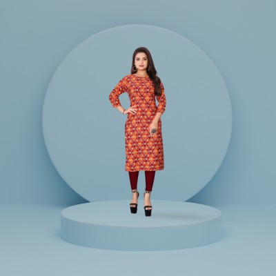 SARTHIFASHION Women Printed A-line Kurta(Orange)