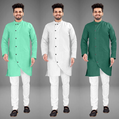 DIAMOND CLUSTER Men Self Design Trail Cut Kurta(Multicolor)