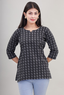 Adnika collection Women Self Design A-line Kurta(Black)