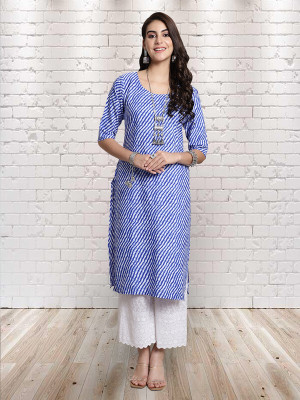 EthnicBasket Women Printed A-line Kurta(Blue)