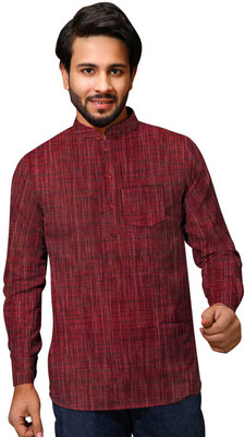 HSN Collection Men Solid A-line Kurta(Maroon)
